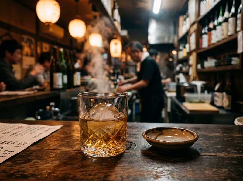 旅先の居酒屋とウイスキーの一杯